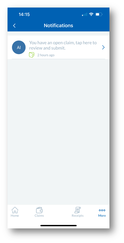 Configuring open claim notifications