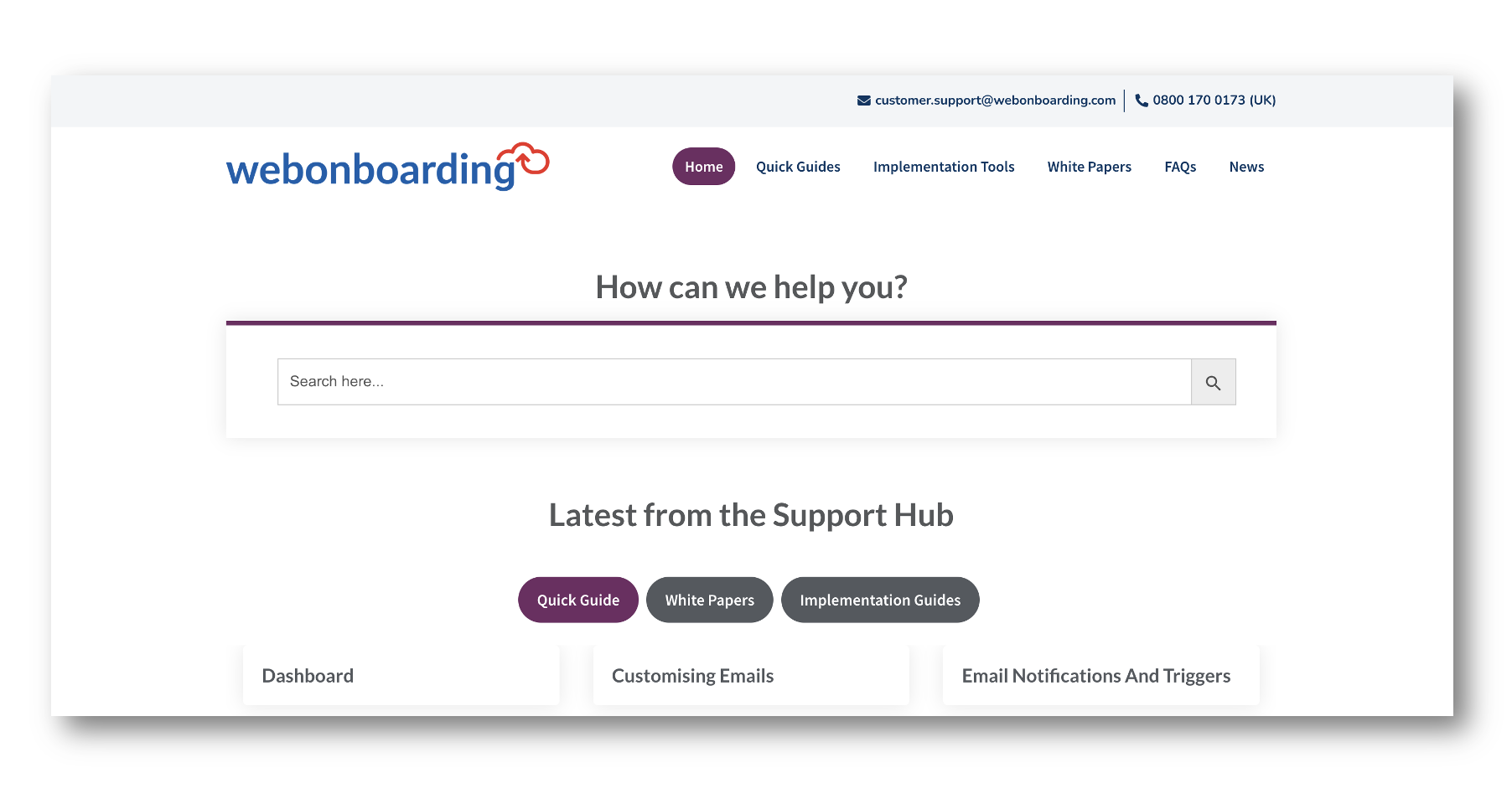 Webonboarding Support Hub